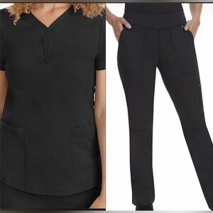 HEALING HANDS Black Scrub Set Top and Bottom*